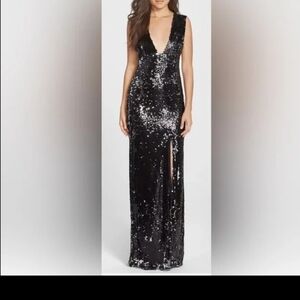 Elegant Black Sequin Evening Gown